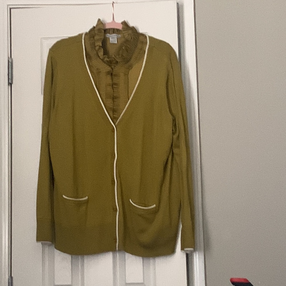 JESSICA LONDON-NEVER WORN-Satin Blouse and Cardigan Sweater Set